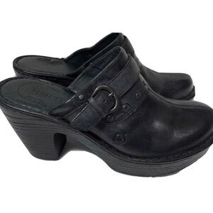Born Leather Black Clogs.